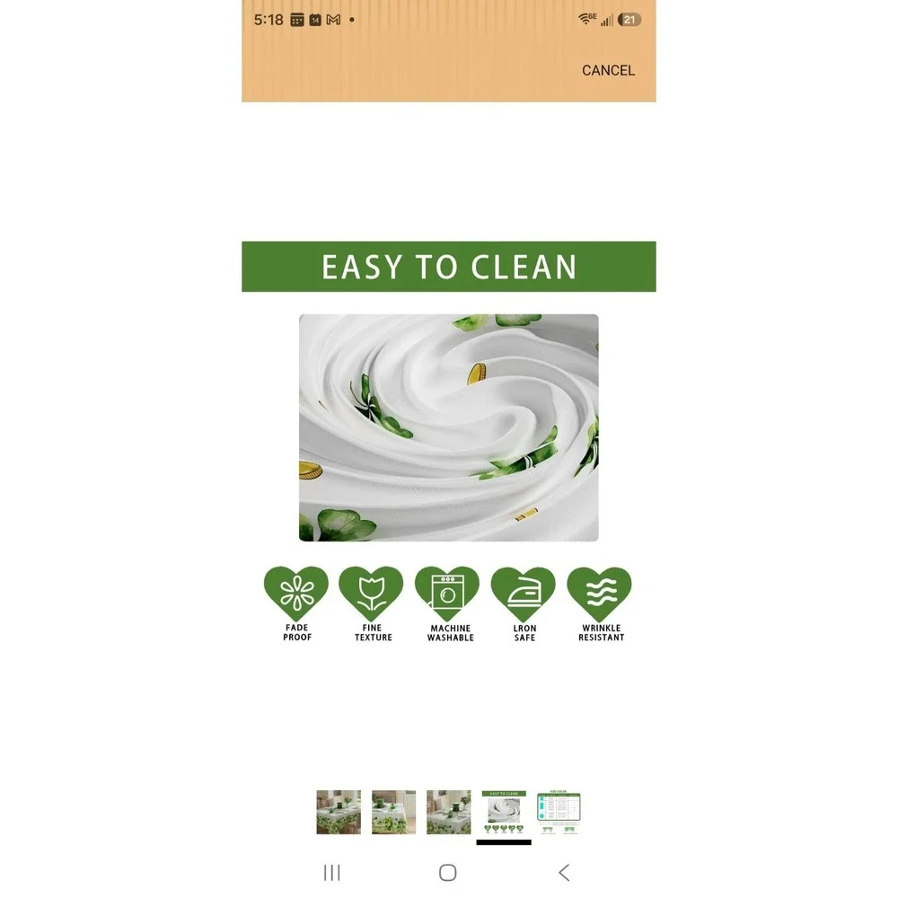 St. Patrick's Day Shamrock Tablecloth Rectangle 60x104 Washable